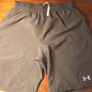 Gray under armour shorts.